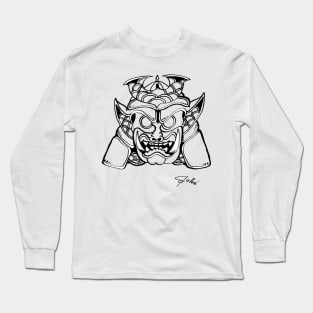 Japanese Demon Samurai Helmet Mask Long Sleeve T-Shirt